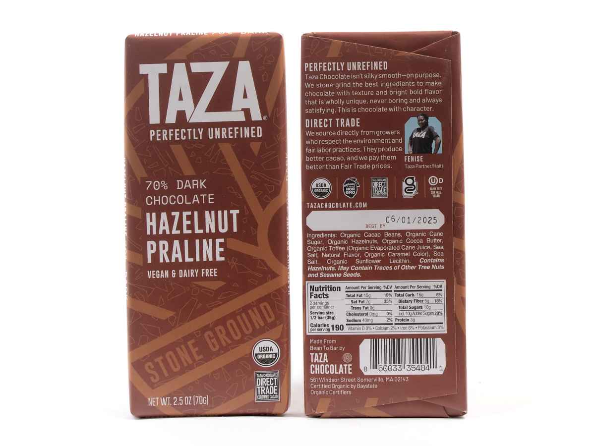 Taza Hazelnut Praline 70 % Dark Chocolate