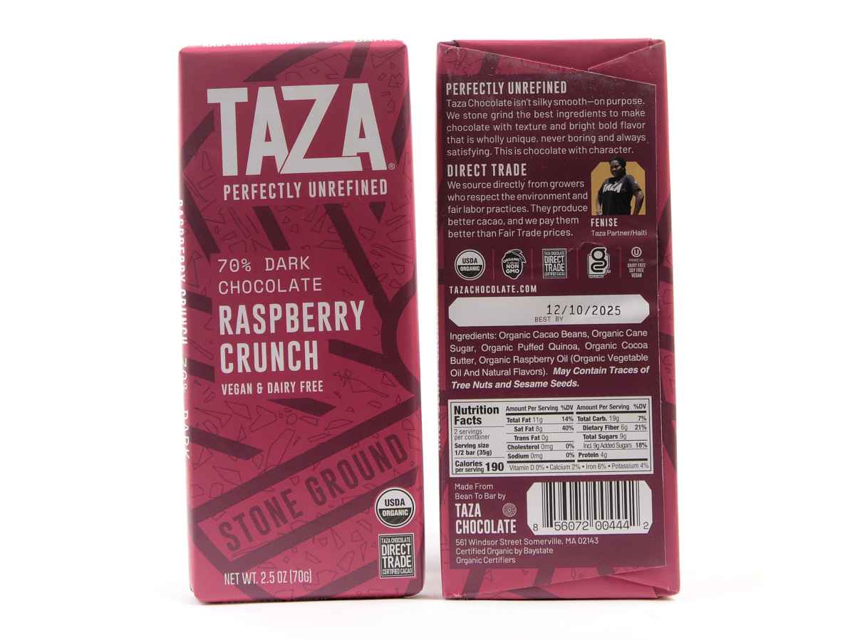 Taza Raspberry Crunch 70% Dark Chocolate