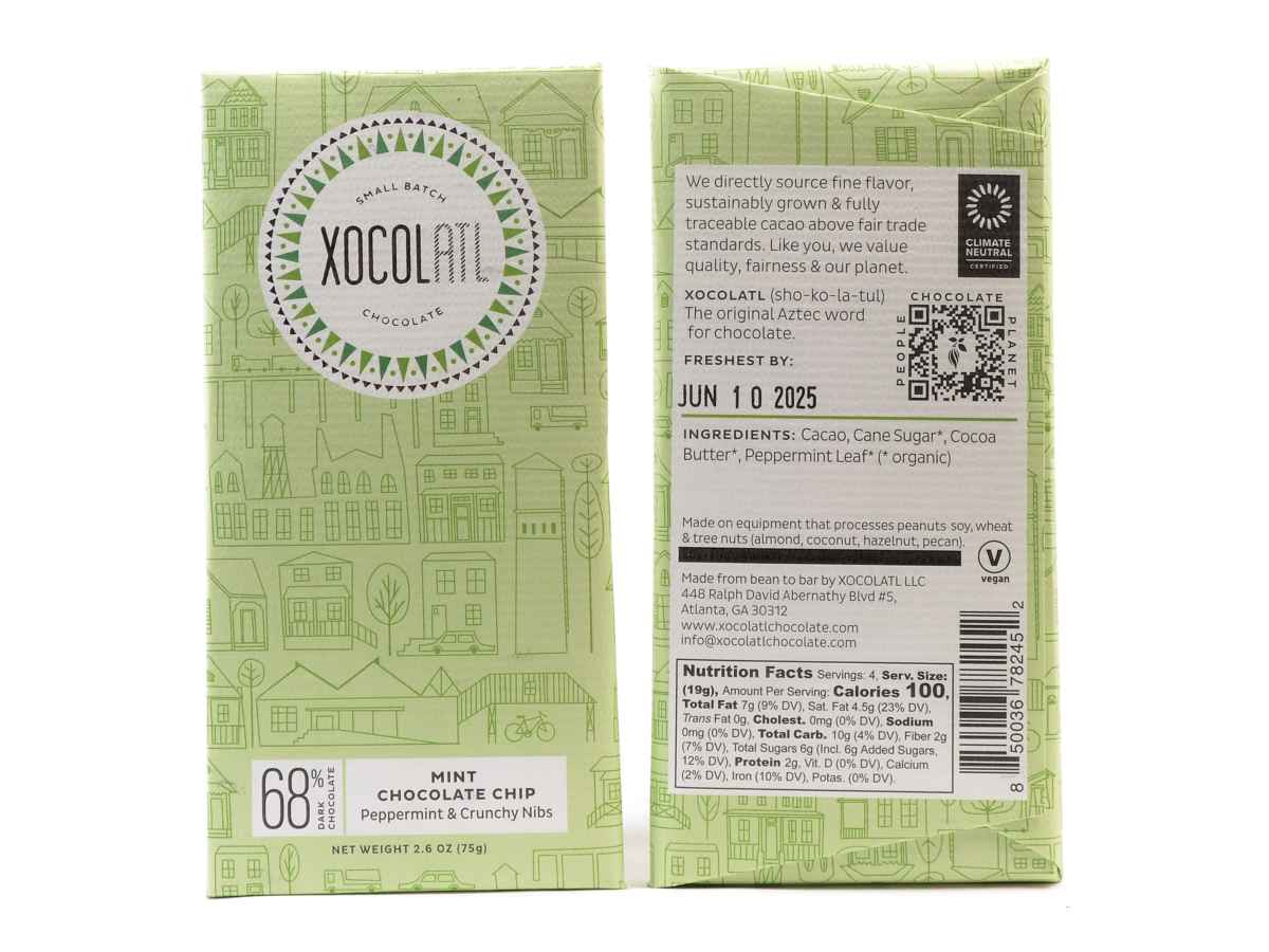 Xocolatl Mint Chocolate Chip 68% Dark Chocolate