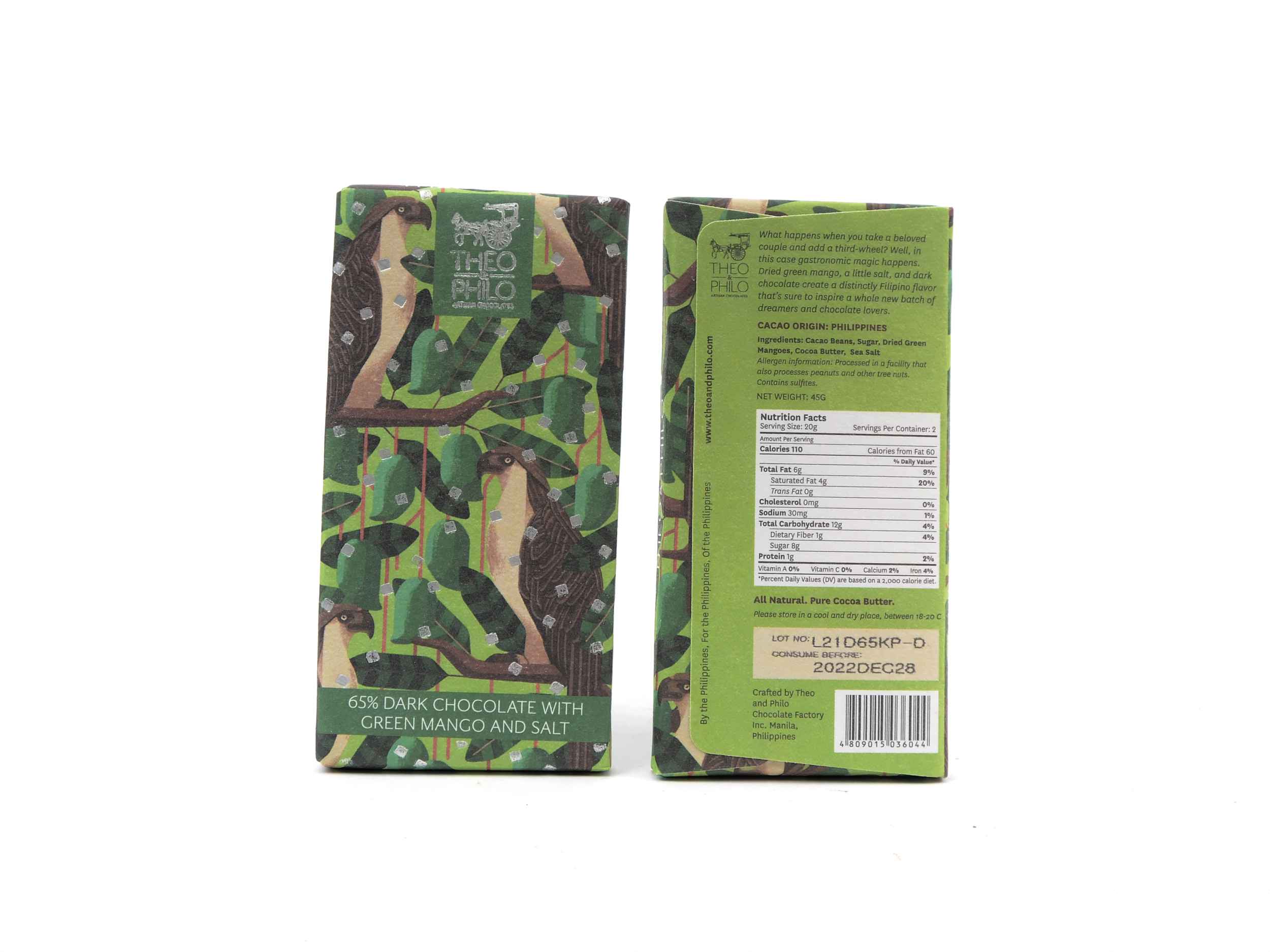 Theo & Philo 65% Dark Chocolate with Green Mango and Salt