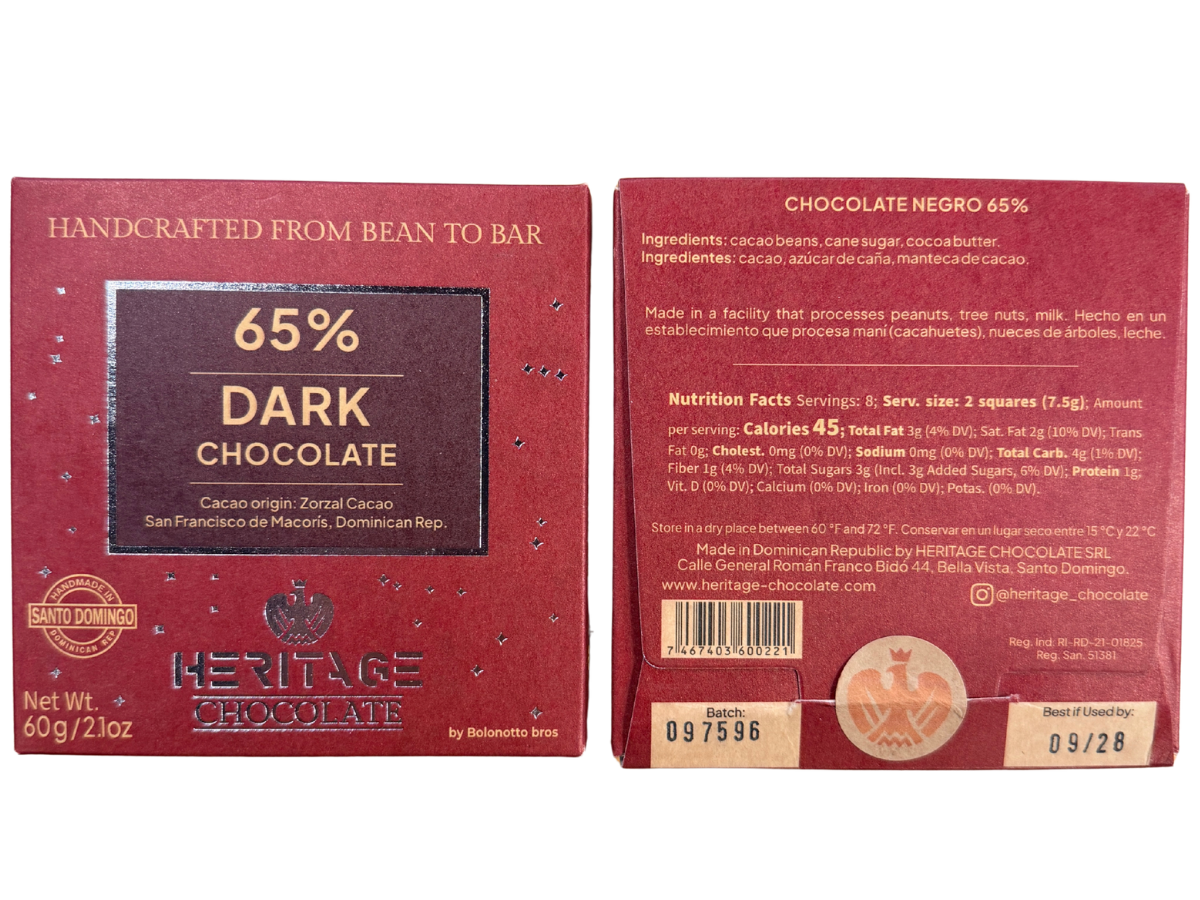 Heritage Chocolate 65% Dark Chocolate