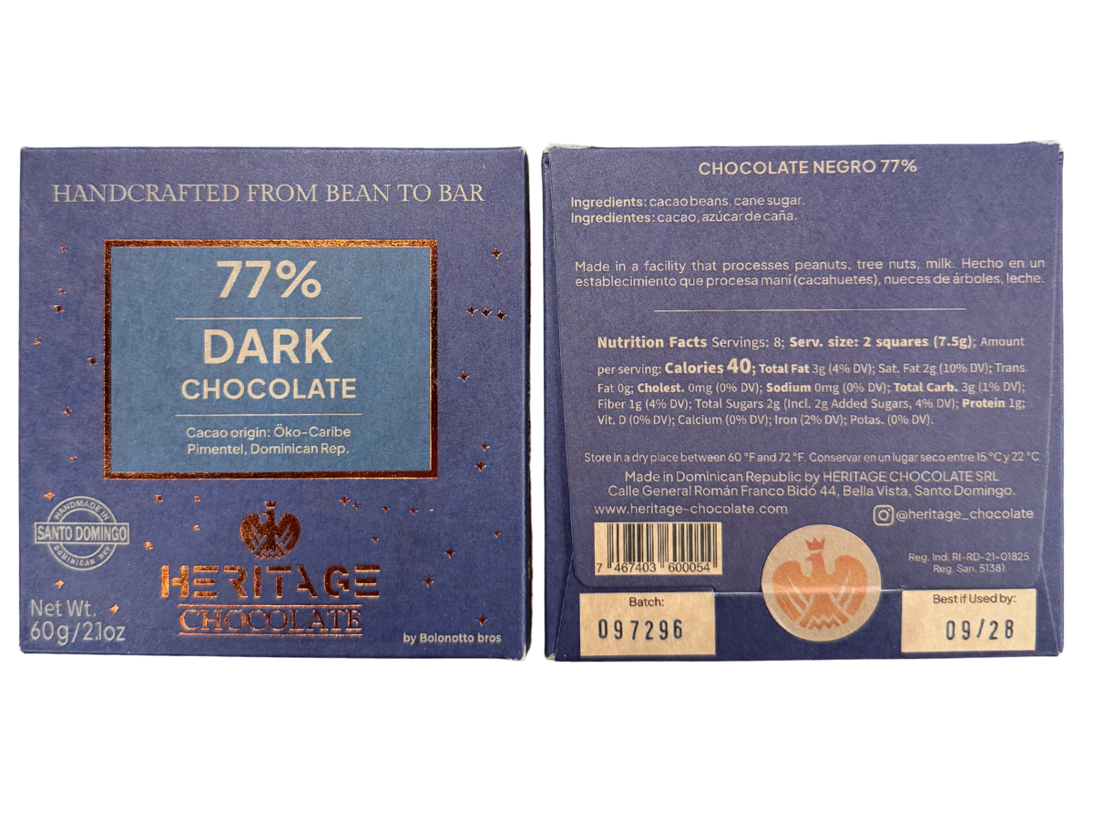 Heritage Chocolate 77% Dark Chocolate