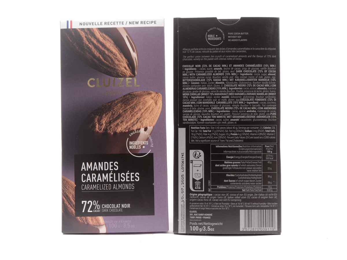 Cluizel Caramelized Almonds Dark 72%