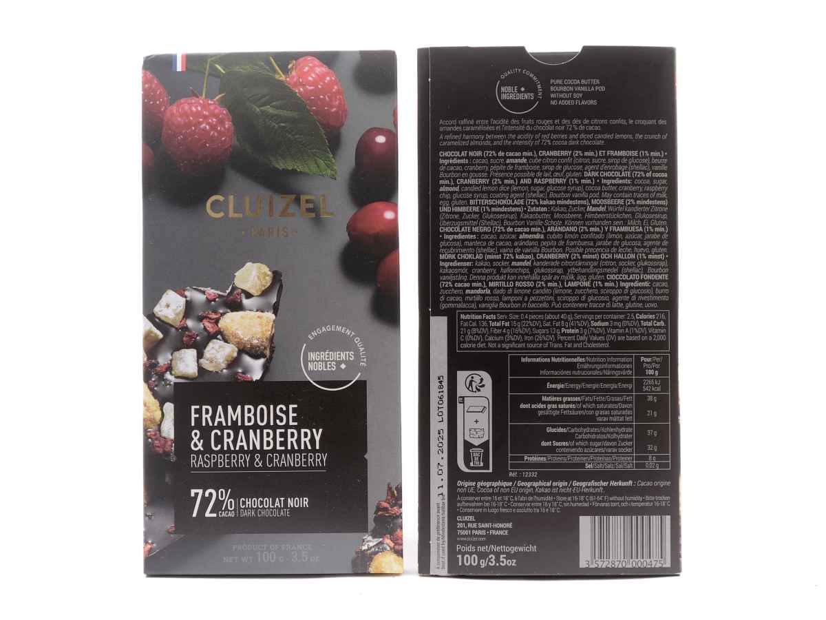 Cluizel Raspberry & Cranberry 72% Dark