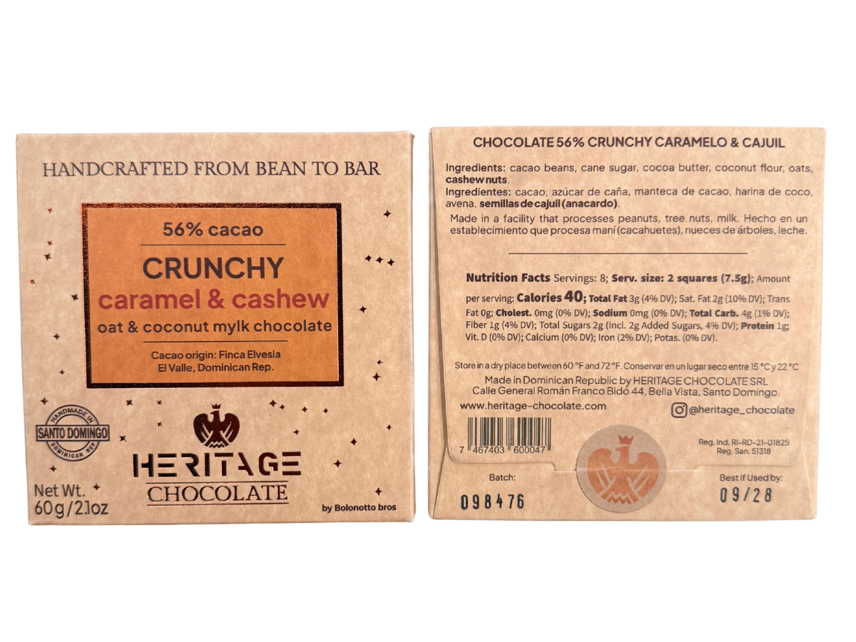 Heritage Chocolate Crunchy Caramel & Cashew 56% Oat & Coconut Mylk
