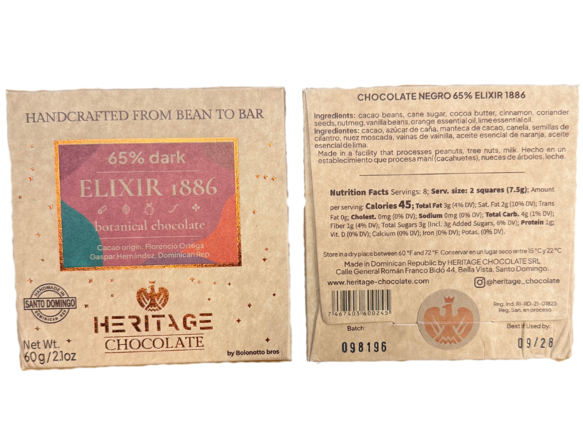 Heritage Chocolate Elixir 1886 65% Dark Chocolate