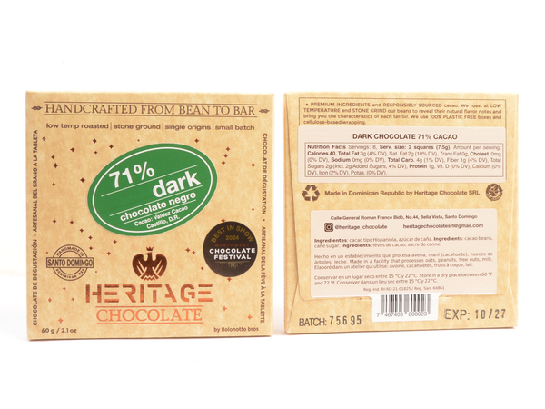 Heritage Chocolate 71% Dark Chocolate
