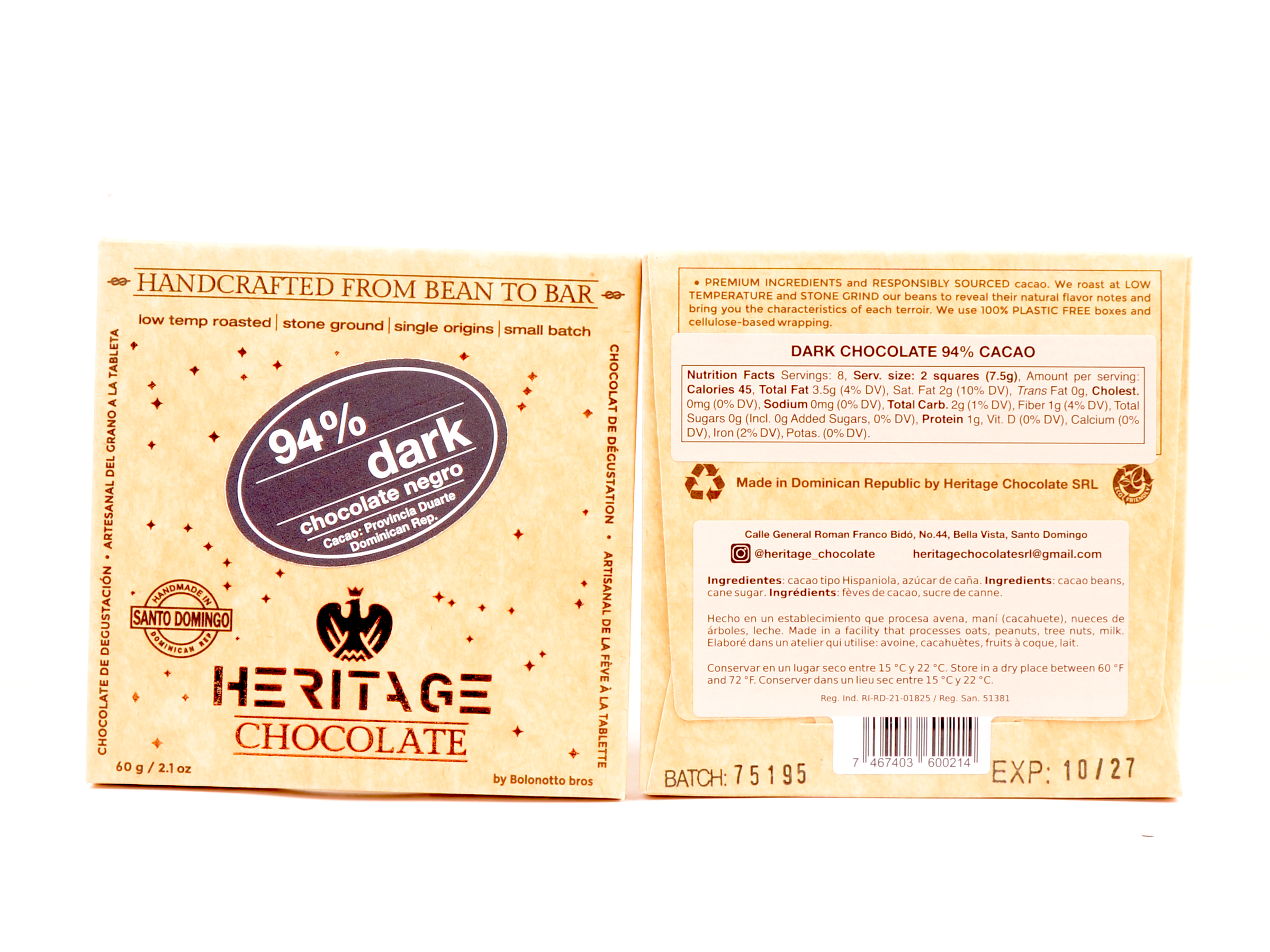 Heritage Chocolate 94% Dark Chocolate