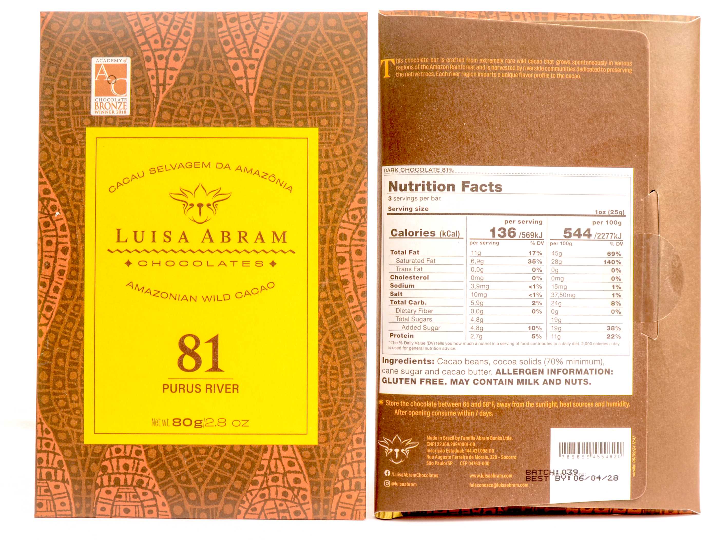 Luisa Abram Purus River 81% Dark Chocolate