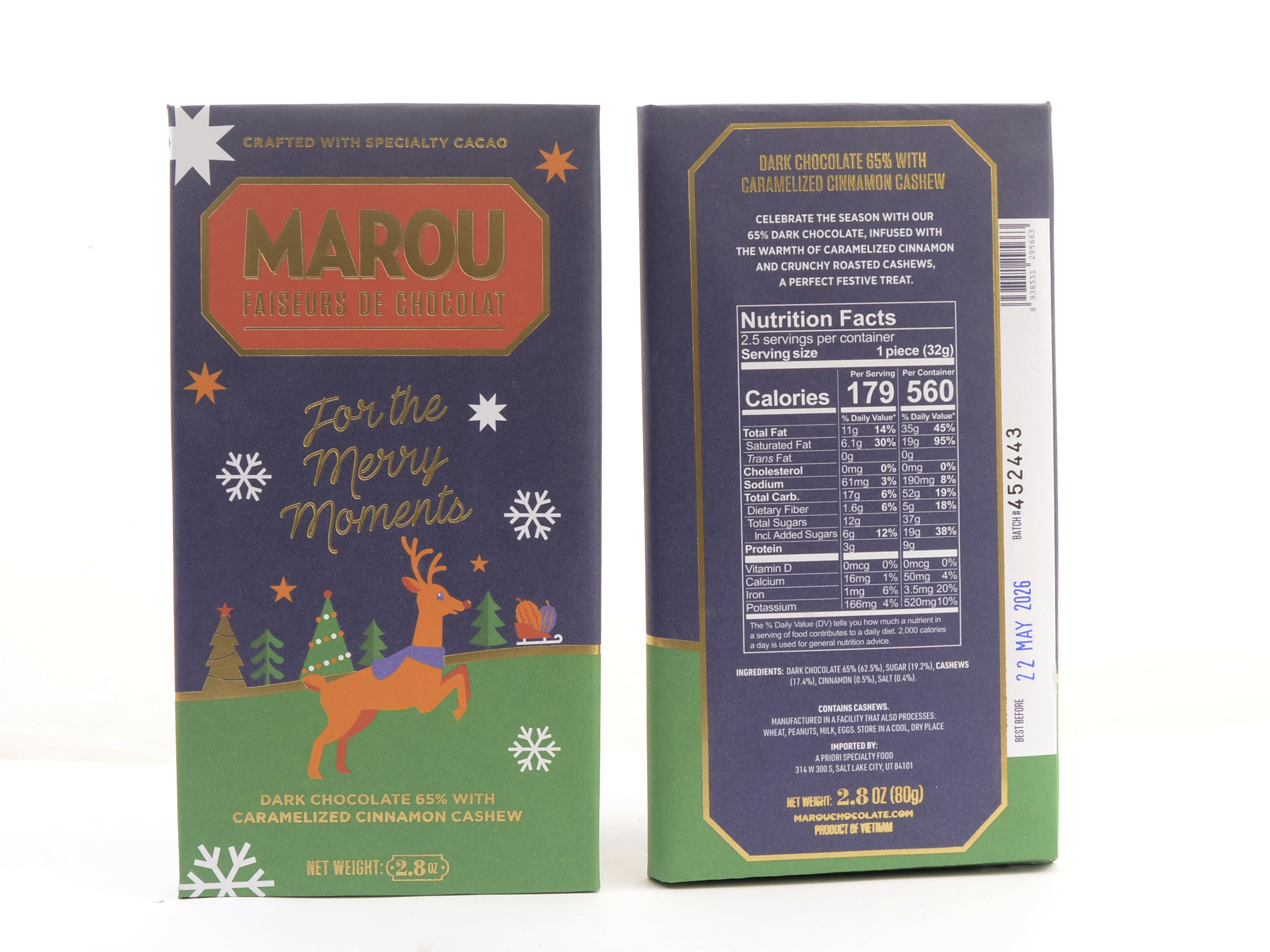 Marou 65% Dark Caramelized Cinnamon Cashew