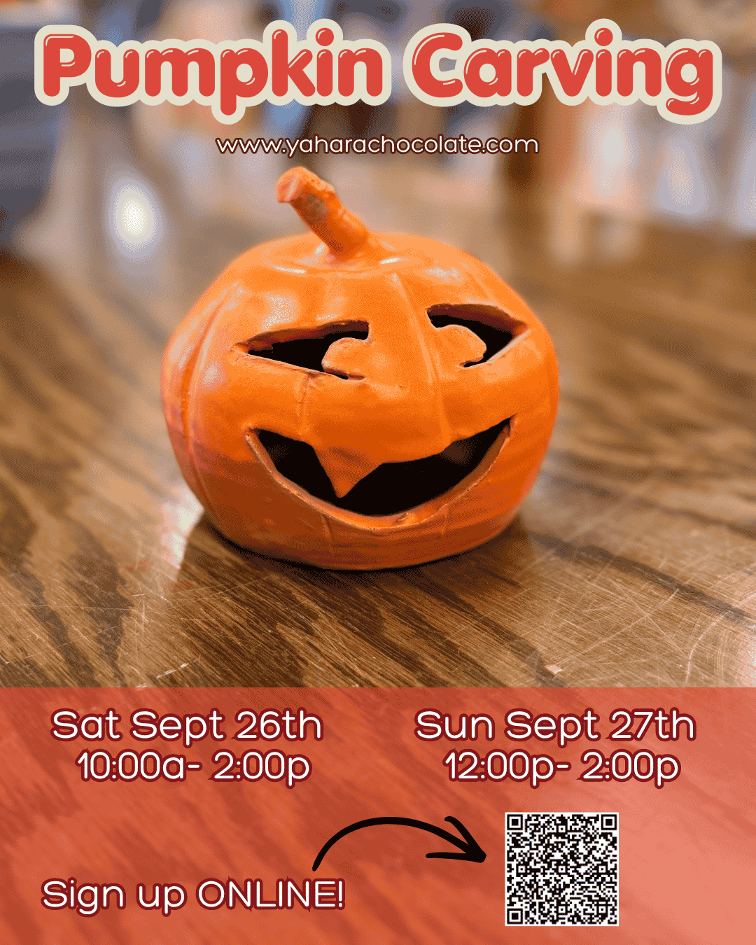 Pumpkin Carving | Sept 26th 10am-2pm & Sept 27th 12pm-3pm