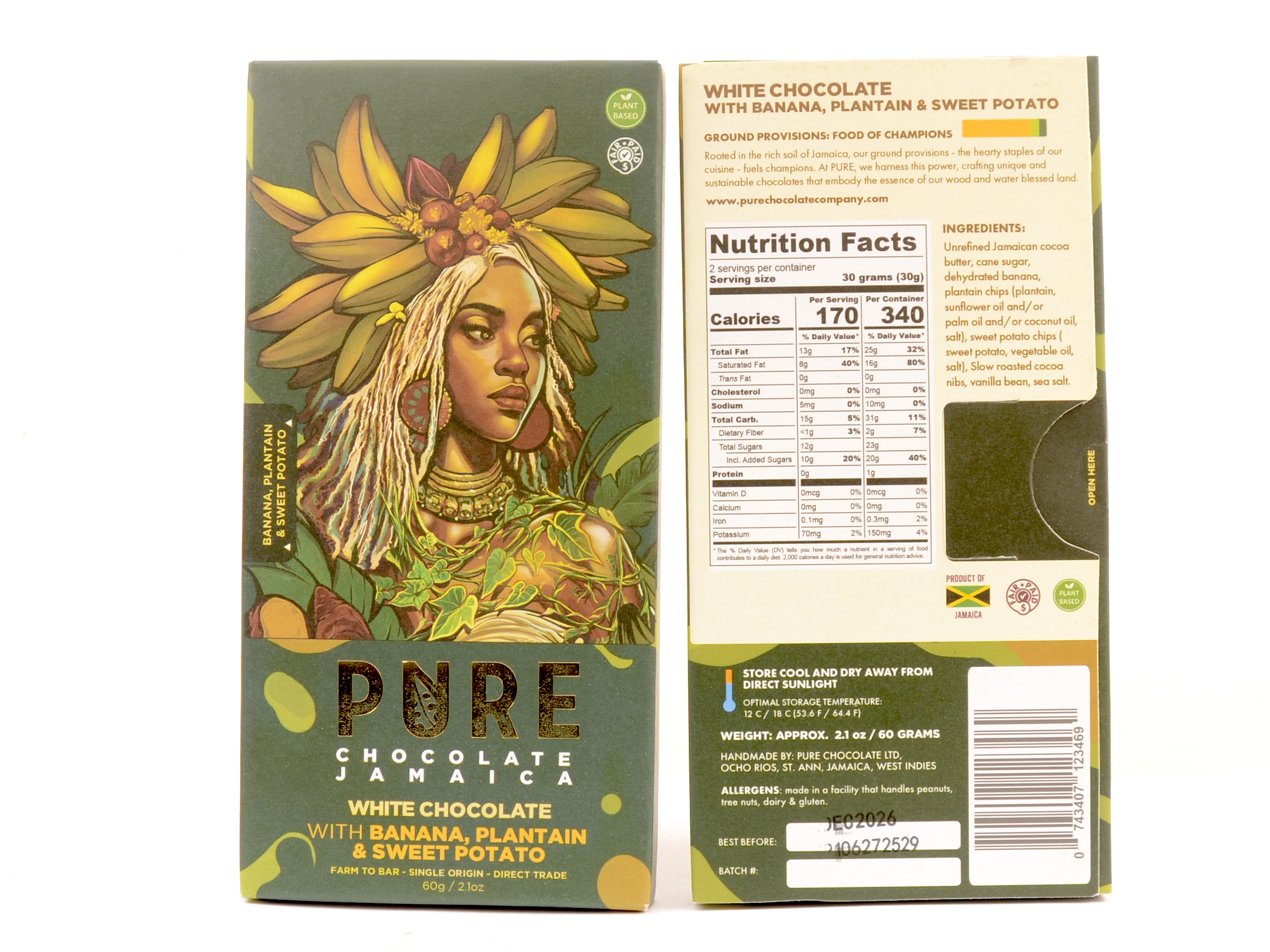 PURE Chocolate White Chocolate with Banana, Plantain, & Sweet Potato