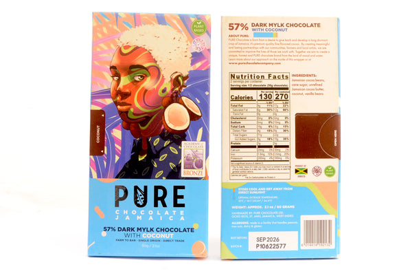 PURE Chocolate 57% Dark Mylk Chocolate with Coconut