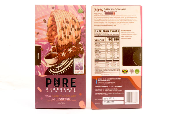 PURE Chocolate 70% Dark Chocolate with Coffee