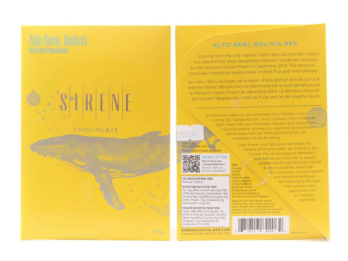 Sirene Bolivia Dark Chocolate 85%