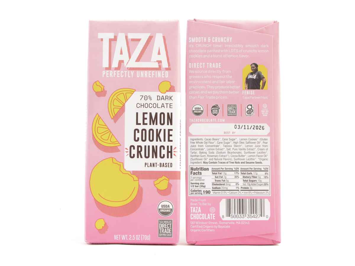 Taza Lemon Cookie Crunch 70% Dark Chocolate