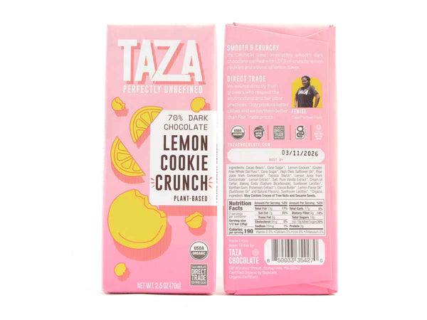 Taza Lemon Cookie Crunch 70% Dark Chocolate