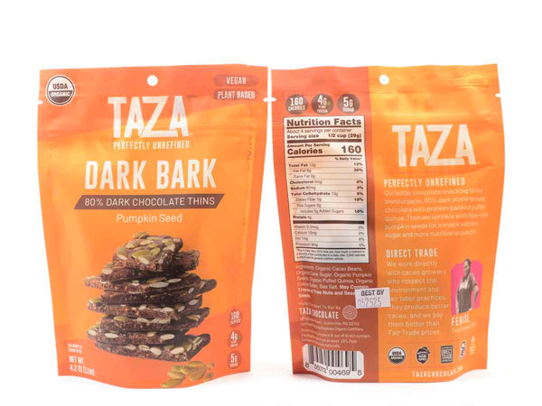 Taza Pumpkin Seed Dark Bark 80%