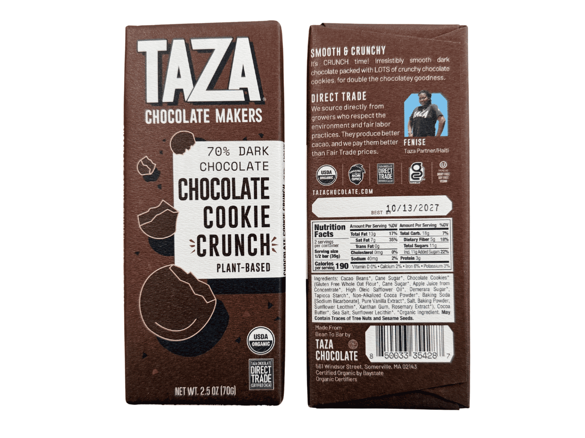 Taza Chocolate Chocolate Cookie Crunch 70% Dark Chocolate