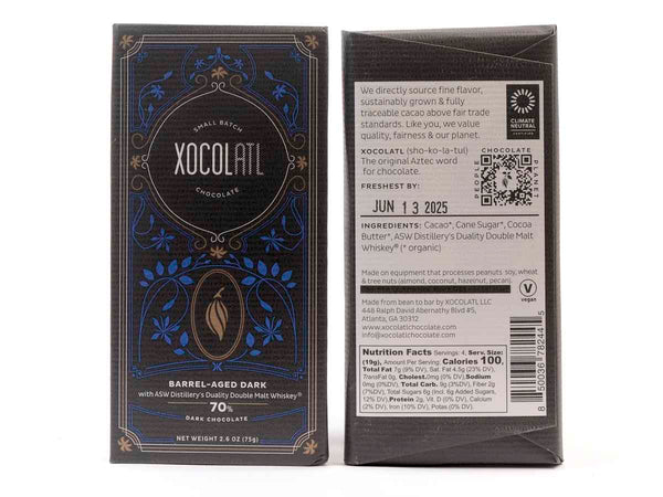 Xocolatl Barrel-Aged Dark 70% Dark Chocolate