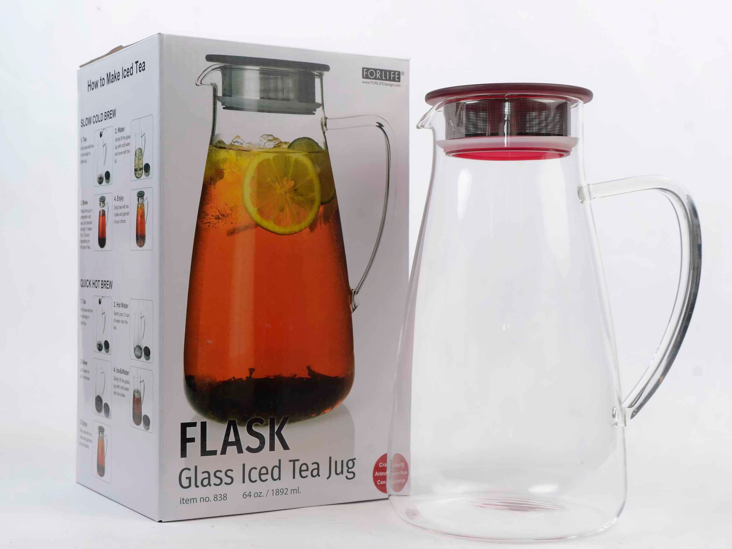 FORLIFE Flask Glass Iced Tea Jug 64 oz.