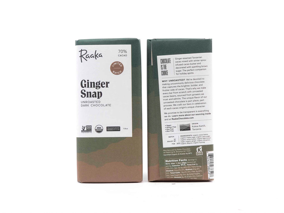 Raaka Ginger Snap 70% Dark Chocolate